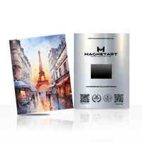 Eiffel Tower Paris Street Metal Wall Art – Romantic Rainy Paris Scene Aluminium Print | MagnetArt