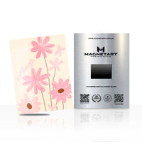 Arte mural de margarita rosa pastel – Impresión magnética de aluminio floral minimalista | MagnetArt