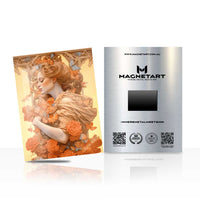 Golden Autumn Serenity Metal Wall Art – Romantic Floral Goddess Magnetic Aluminium Print | MagnetArt