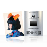 Midnight Bow Portrait Metal Wall Art – Contemporary Fashion Illustration Magnetic Aluminium Print | MagnetArt