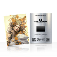Golden Harvest Goddess Metal Wall Art – Elegant Autumn Floral Portrait Magnetic Aluminium Print | MagnetArt
