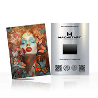 Autumn Enchantment Muse Metal Wall Art – Mystical Butterfly Portrait Magnetic Aluminium Print | MagnetArt