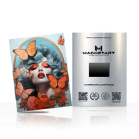 Butterfly Dream Muse Metal Wall Art – Surreal Floral Portrait Magnetic Aluminium Print | MagnetArt