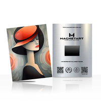 Crimson Elegance Portrait Metal Wall Art – Art Deco Fashion Magnetic Aluminium Print | MagnetArt