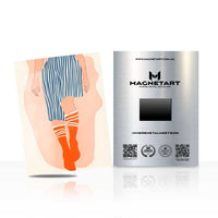 Coral Stripes Silhouette Metal Wall Art – Modern Fashion Illustration Magnetic Aluminium Print | MagnetArt