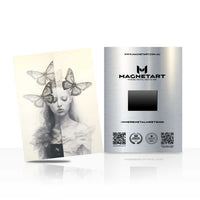 Ethereal Butterfly Spirit Metal Wall Art – Monochrome Surreal Portrait Magnetic Aluminium Print | MagnetArt
