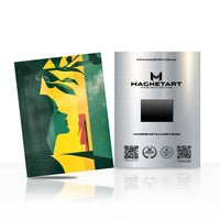 Emerald Reflection Metal Wall Art – Abstract Feminine Silhouette Magnetic Aluminium Print | MagnetArt