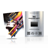 Neon Velocity Muse Metal Wall Art – Futuristic Pop Art Portrait Magnetic Aluminium Print | MagnetArt