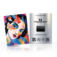 Prismatic Muse Metal Wall Art – Vibrant Pop Art Portrait Magnetic Aluminium Print | MagnetArt