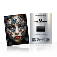 Midnight Butterfly Enigma Metal Wall Art – Surreal Blue Butterfly Portrait Magnetic Aluminium Print | MagnetArt