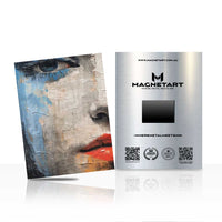 Abstract Crimson Lips Portrait Metal Wall Art – Modern Expressionist Face Magnetic Aluminium Print | MagnetArt