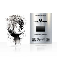 Ethereal Ink Muse Metal Wall Art – Monochrome Abstract Portrait Magnetic Aluminium Print | MagnetArt