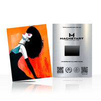 Crimson Elegance Portrait Metal Wall Art – Modern Fashion Silhouette Magnetic Aluminium Print | MagnetArt