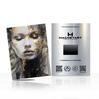 Gilded Serenity Portrait Metal Wall Art – Luxury Abstract Woman Magnetic Aluminium Print | MagnetArt