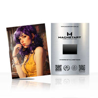 Purple Hair Anime Muse Metal Wall Art – Stylish Female Character Aluminium Poster | MagnetArt