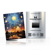 Cosmic Pyramid Night Metal Wall Art – Egyptian Galaxy Landscape Aluminium Print | MagnetArt