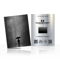 Solitary Umbrella Metal Wall Art – Minimalist Rainscape Magnetic Aluminium Print | MagnetArt