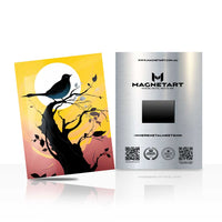 Moonlit Raven Branch Metal Wall Art – Mystical Silhouette Nature Magnetic Aluminium Print | MagnetArt