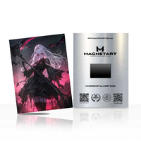 Crimson Eclipse Revenant Metal Wall Art – Dark Fantasy Raven Queen Magnetic Aluminium Print | MagnetArt