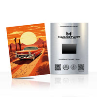 Retro Desert Car Sunset Metal Wall Art – Vintage Road Trip Aluminium Print | MagnetArt