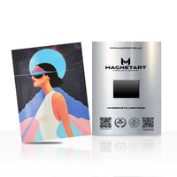 Retro Futuristic Portrait Metal Wall Art – Synthwave Magnetic Aluminium Print | MagnetArt