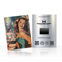 Vintage Glamour Muse Metal Wall Art – Retro Pin-Up Portrait Magnetic Aluminium Print | MagnetArt