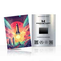 Neon Launch Futuristic Rocket Metal Wall Art