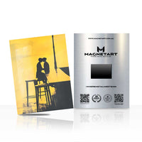 Golden Embrace Metal Wall Art – Romantic Silhouette Sunset Magnetic Aluminium Print | MagnetArt