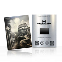 Ancient Ruins Under Moonlight Metal Wall Art – Black & White Vintage Architecture Aluminium Print | MagnetArt