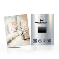 Rustic Winter Village Metal Wall Art – Neutral Countryside Magnetic Aluminium Print | MagnetArt