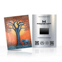 Sunset Baobab Elephant Metal Wall Art – African Wildlife Landscape Magnetic Aluminium Print | MagnetArt