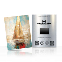 Golden Harbor Sailboat Metal Wall Art – Coastal Impressionist Seascape Magnetic Aluminium Print | MagnetArt