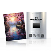 Golden Sakura Sunset River Metal Wall Art