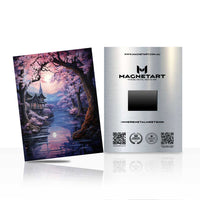 Moonlit Sakura Riverside Zen Metal Wall Art