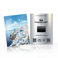 Santorini Cliffside Escape Metal Wall Art – Greece Coastal Aluminium Print | MagnetArt