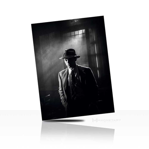 Shadow Noir Figure Wall Art – Dark Cinematic Black & White Metal Print | MagnetArt