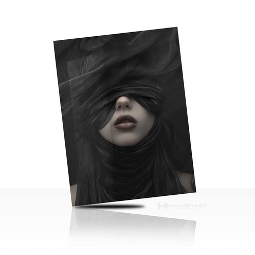 Shadow Veil Portrait – Dramatic Black & White Wall Art | MagnetArt