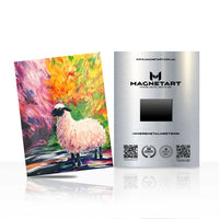 Colourful Sheep Meadow Metal Wall Art – Impressionist Farm Animal Magnetic Aluminium Print | MagnetArt