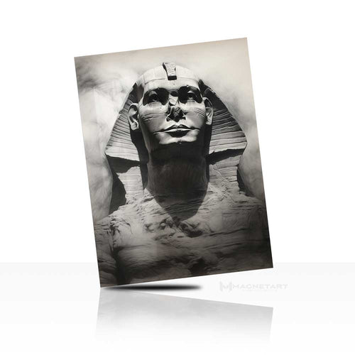 Eternal Sphinx Metal Wall Art – Black & White Egyptian Monument Aluminium Print | MagnetArt