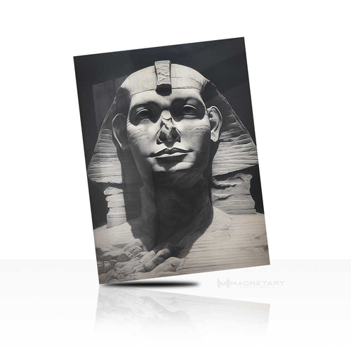 Ancient Sphinx Metal Wall Art – Black & White Egyptian Sculpture Aluminium Print | MagnetArt