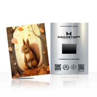 Autumn Woodland Squirrel Metal Wall Art – Whimsical Forest Wildlife Magnetic Aluminium Print | MagnetArt