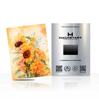 Golden Sunflower Bloom Metal Wall Art – Rustic Floral Watercolor Magnetic Aluminium Print | MagnetArt