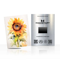 Golden Sunflower Bloom Metal Wall Art – Watercolor Floral Magnetic Aluminium Print | MagnetArt