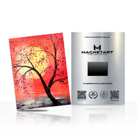 Crimson Sunset Tree Metal Wall Art – Vibrant Nature Magnetic Aluminium Print | MagnetArt
