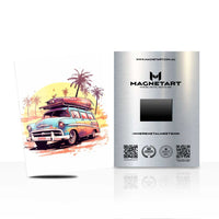 Retro Surf Van Wall Art – Tropical Sunset Aluminium Print | MagnetArt