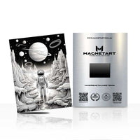 Celestial Dreamscape Black & White Metal Wall Art – Surreal Moon Landscape Aluminium Print | MagnetArt