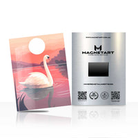 Blush Swan Serenity Metal Wall Art – Romantic Sunset Lake Magnetic Aluminium Print | MagnetArt