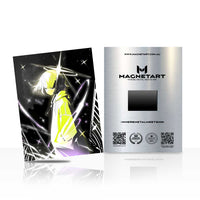 Radiant Signal Oracle Metal Wall Art – Neon Monochrome Synthwave Figure Magnetic Aluminium Print | MagnetArt
