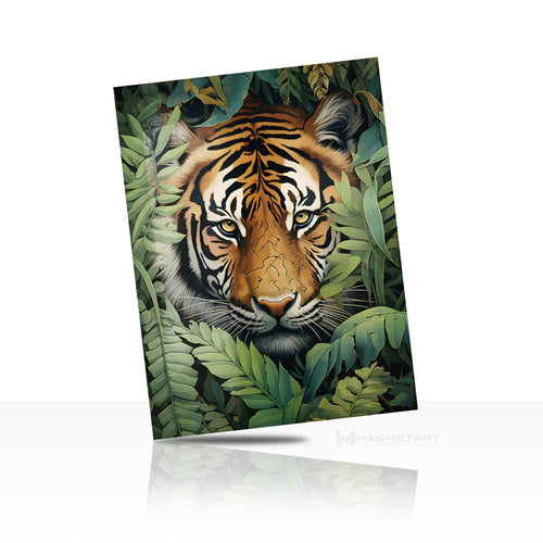 Jungle Gaze – Tiger Leaf Portrait Wall Art