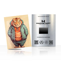 Dapper Tiger Gentleman Metal Wall Art – Whimsical Animal Portrait Magnetic Aluminium Print | MagnetArt